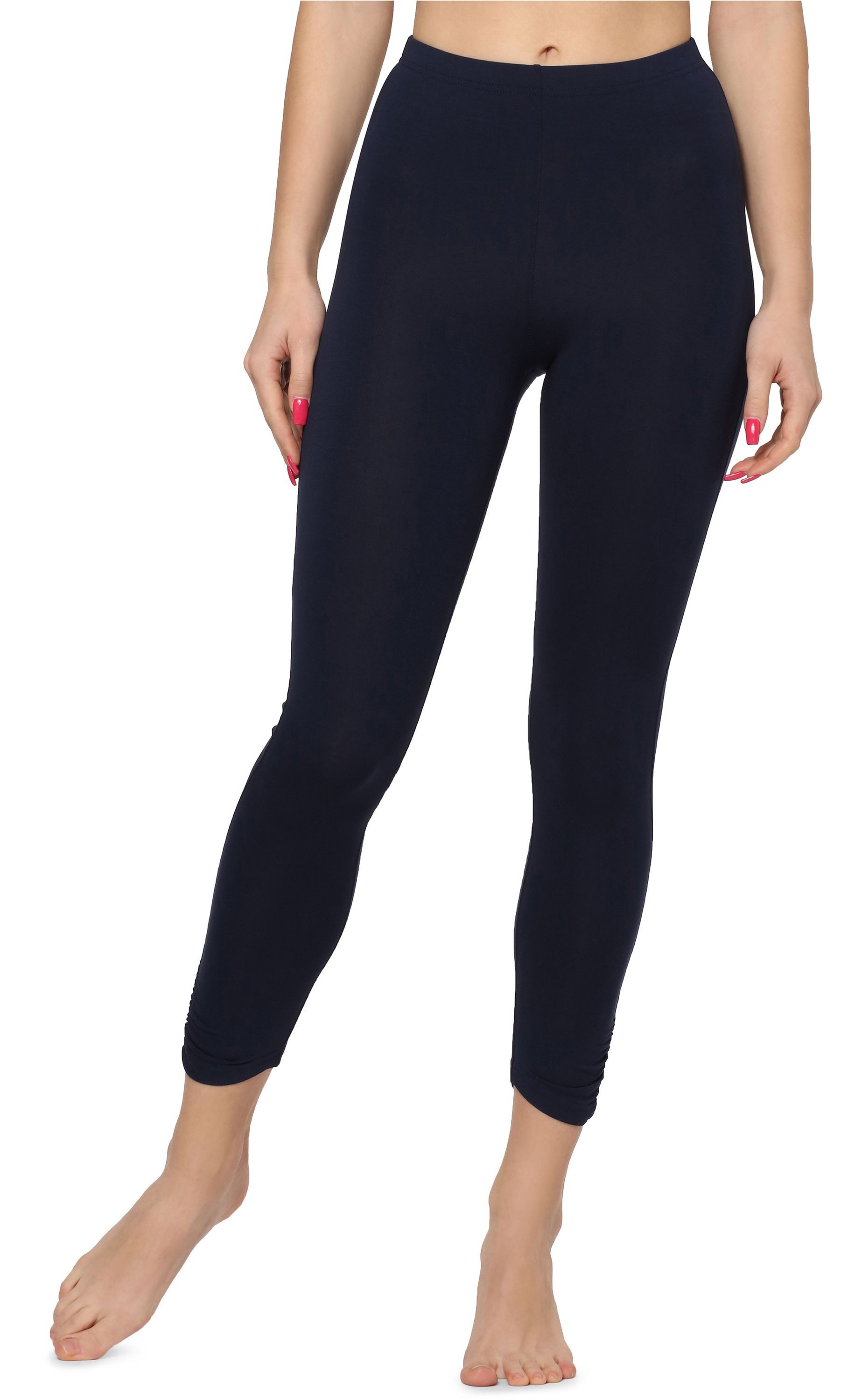 Leggings Damen 7/8 Hosen mit Falten MS10-424