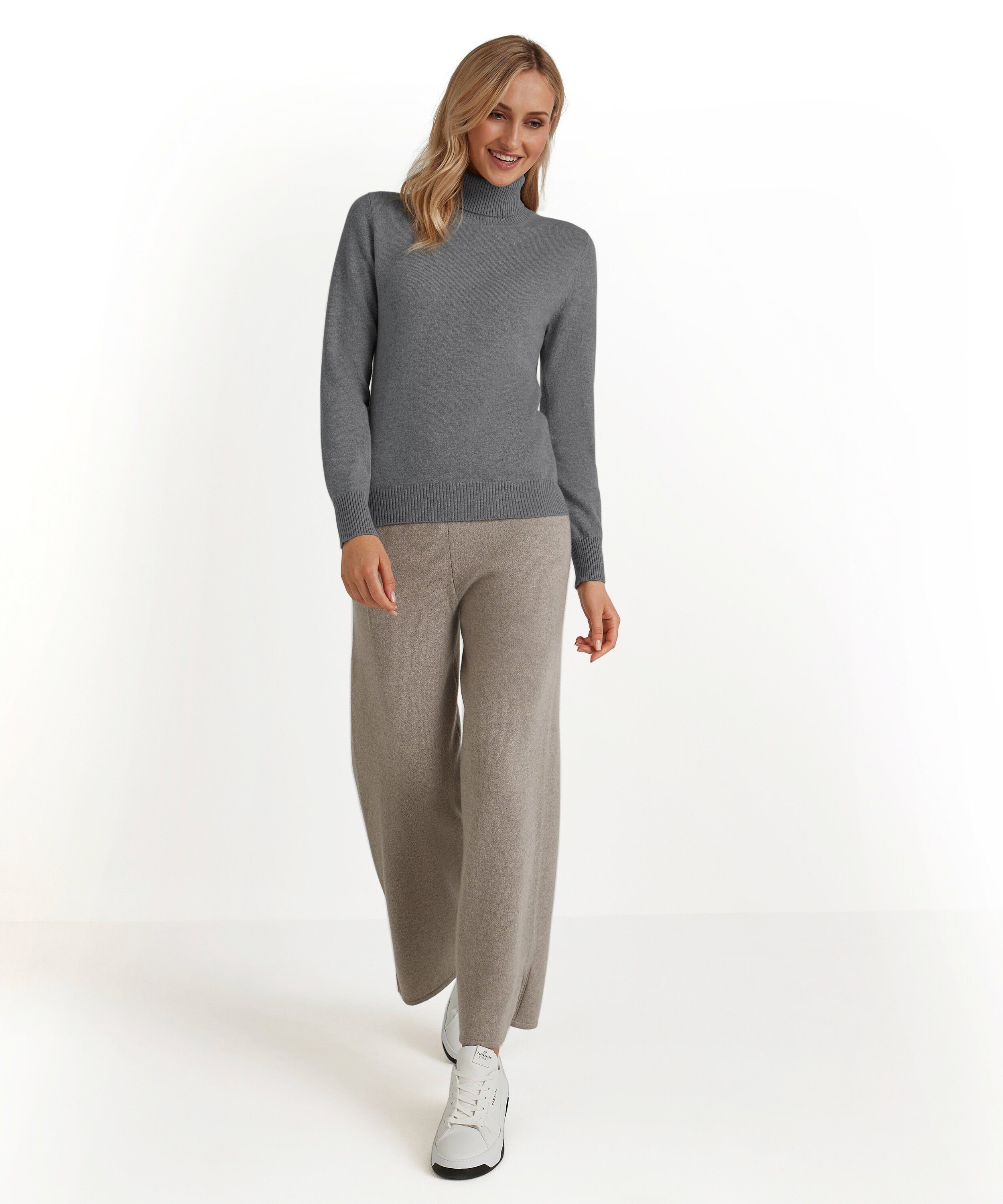 grey Strickpullover (1-tlg) dark Kaschmir (3278) FALKE -heather aus reinem