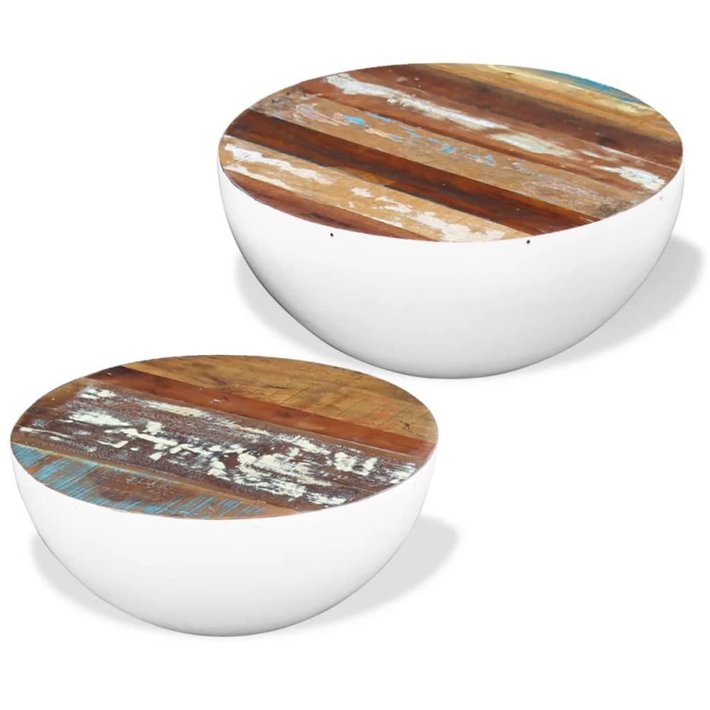 vidaXL Couchtisch 2-tlg. Couchtisch-Set Schalenform Altholz günstig online kaufen