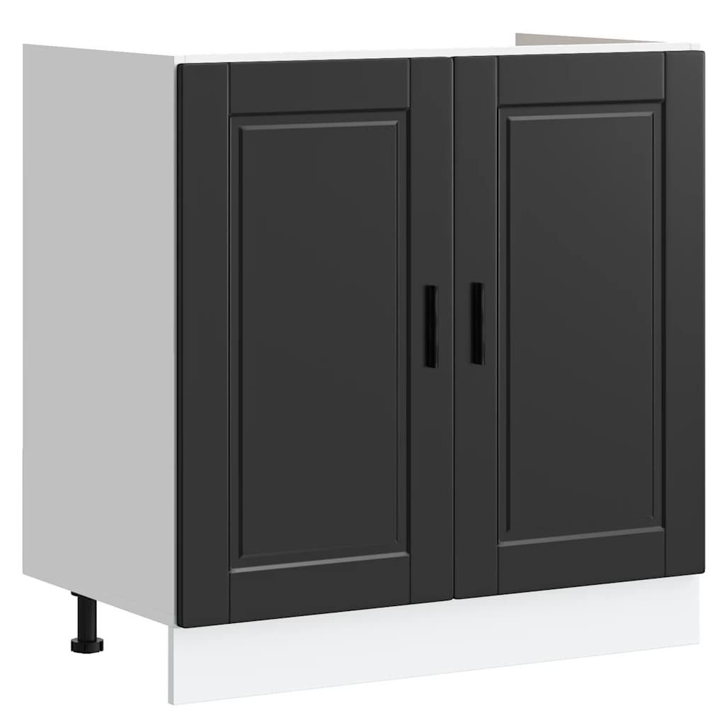 vidaXL Schrankmodule Spülenunterschrank Porto Schwarz 80x46x81,5 cm Holzwer günstig online kaufen