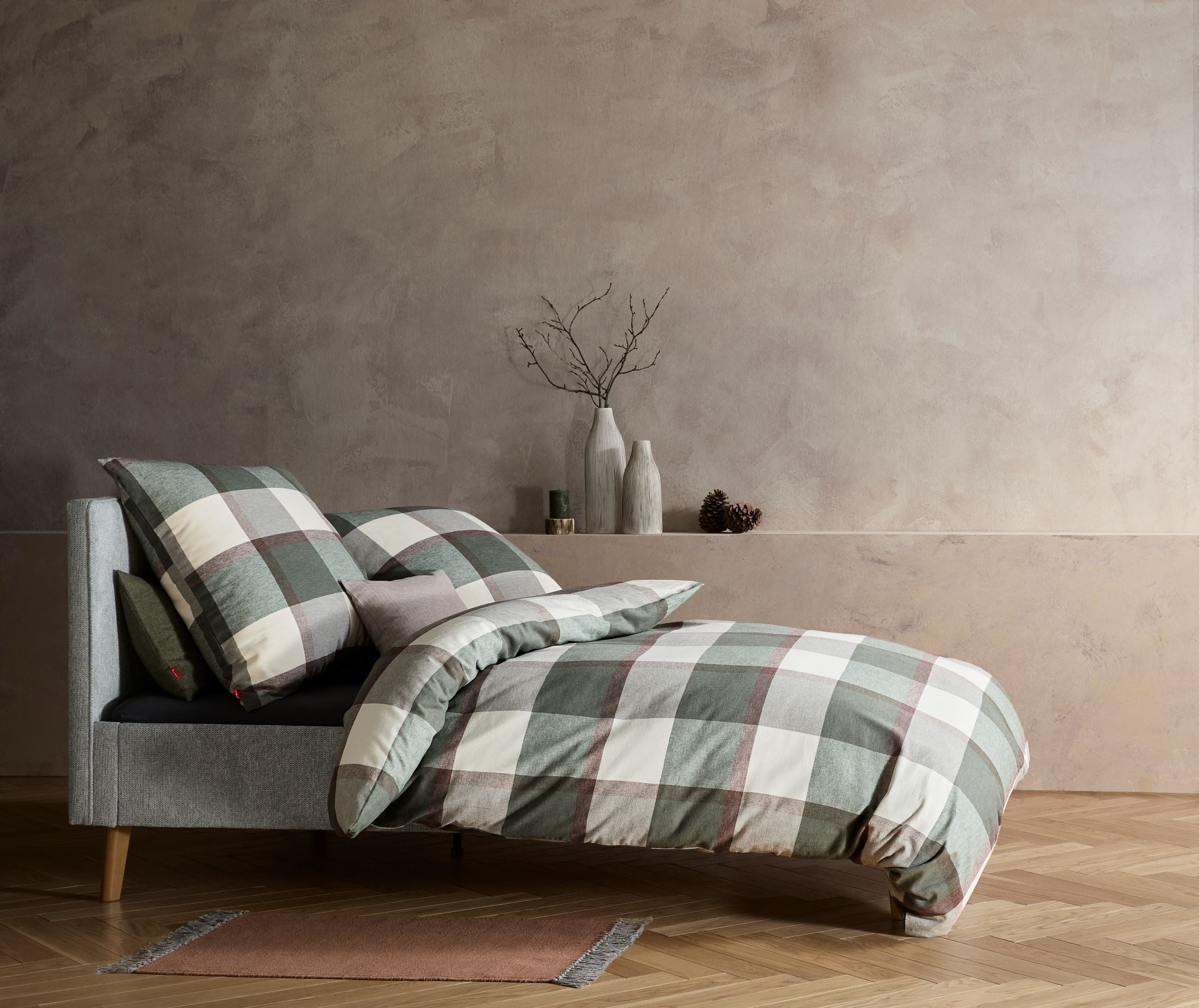 fleuresse Bettwäsche Fleuresse Lech Edelflanell Bettwäsche 135x200 Karo grü günstig online kaufen