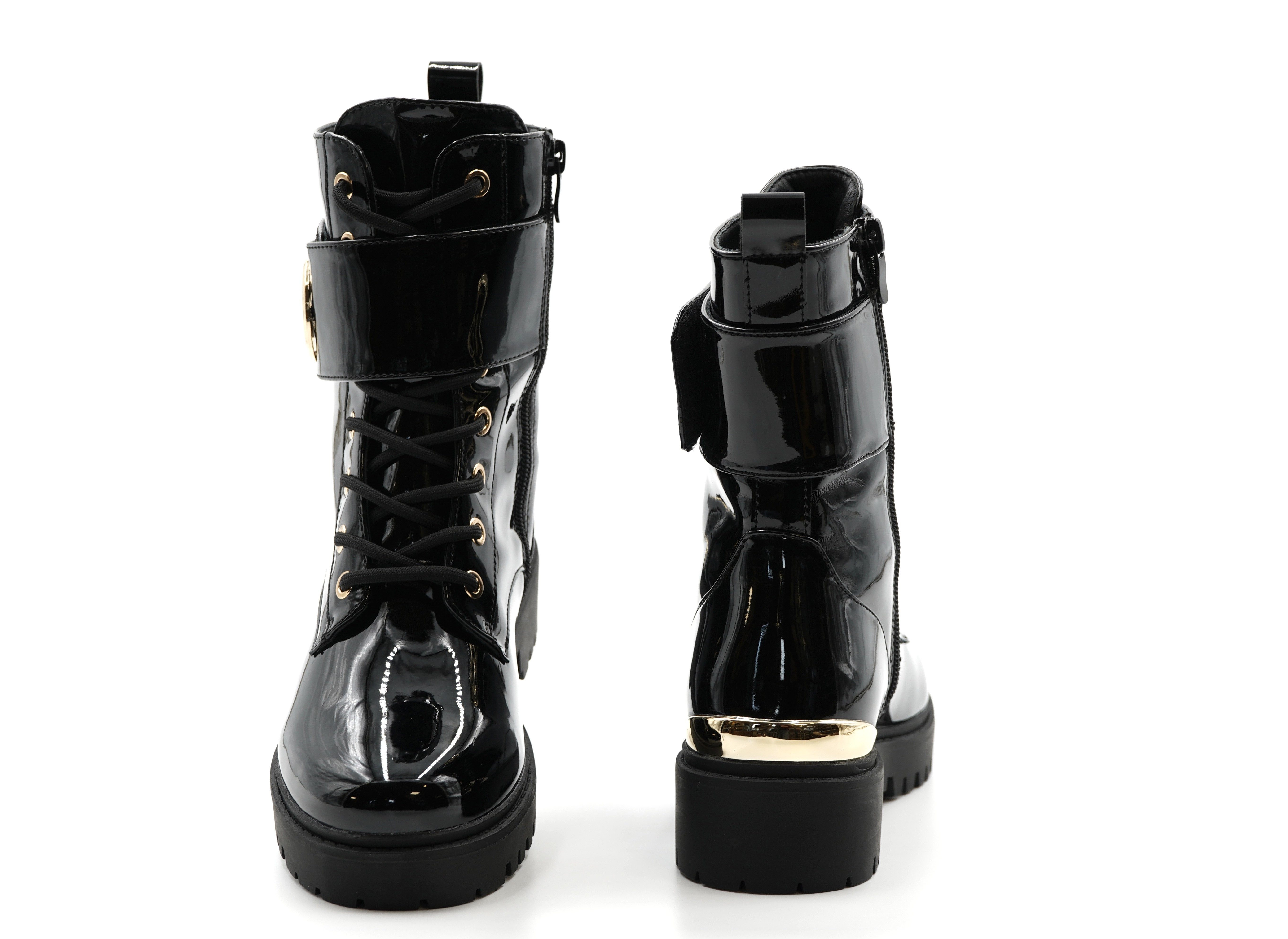 Sonderpostendiscount Damen Stiefletten Schwarz Lack Modell XJ-670 mit Reiss günstig online kaufen