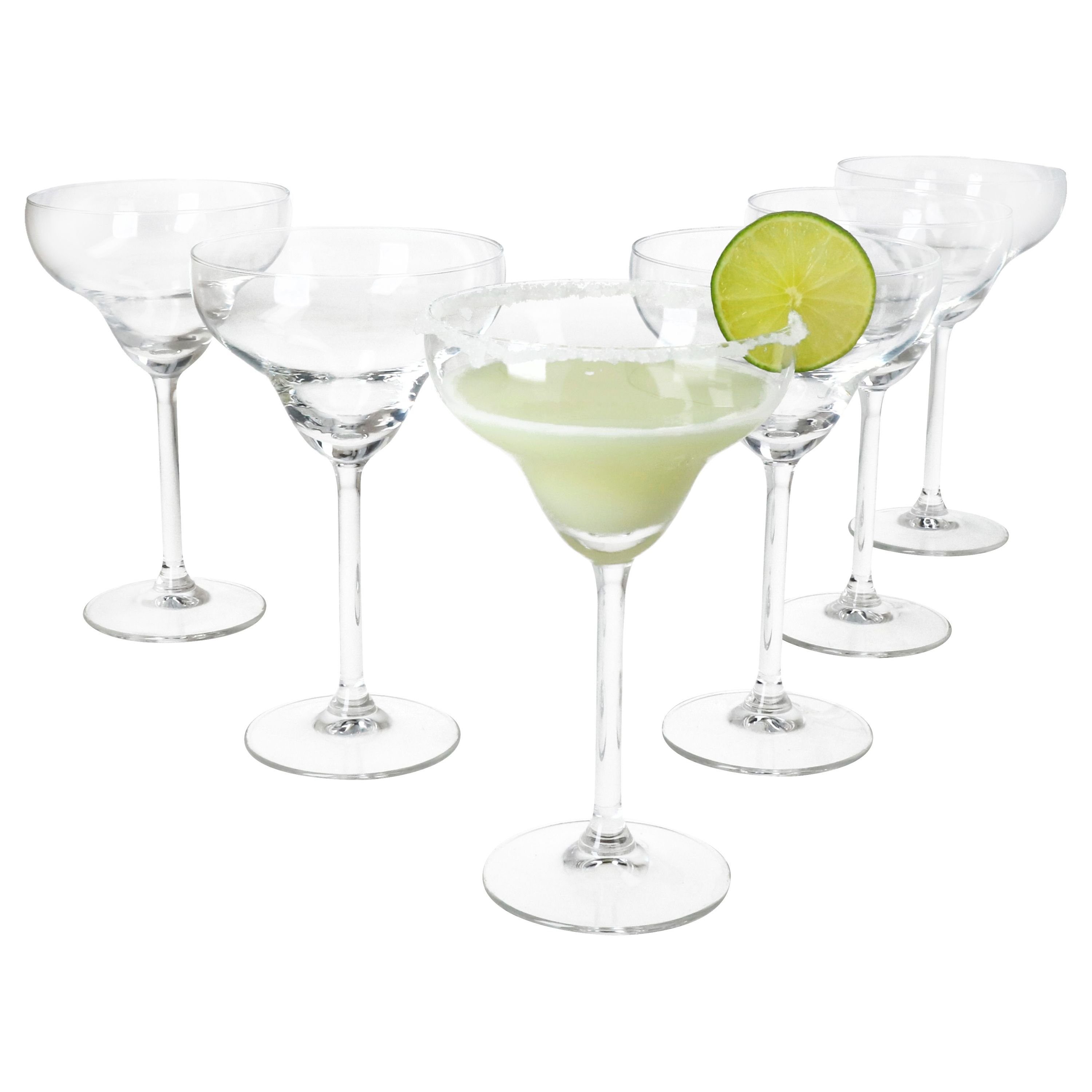 Cocktailglas 6x Margarita Gläser mit Fuß Drinks Cocktail-Glas Feier Partys