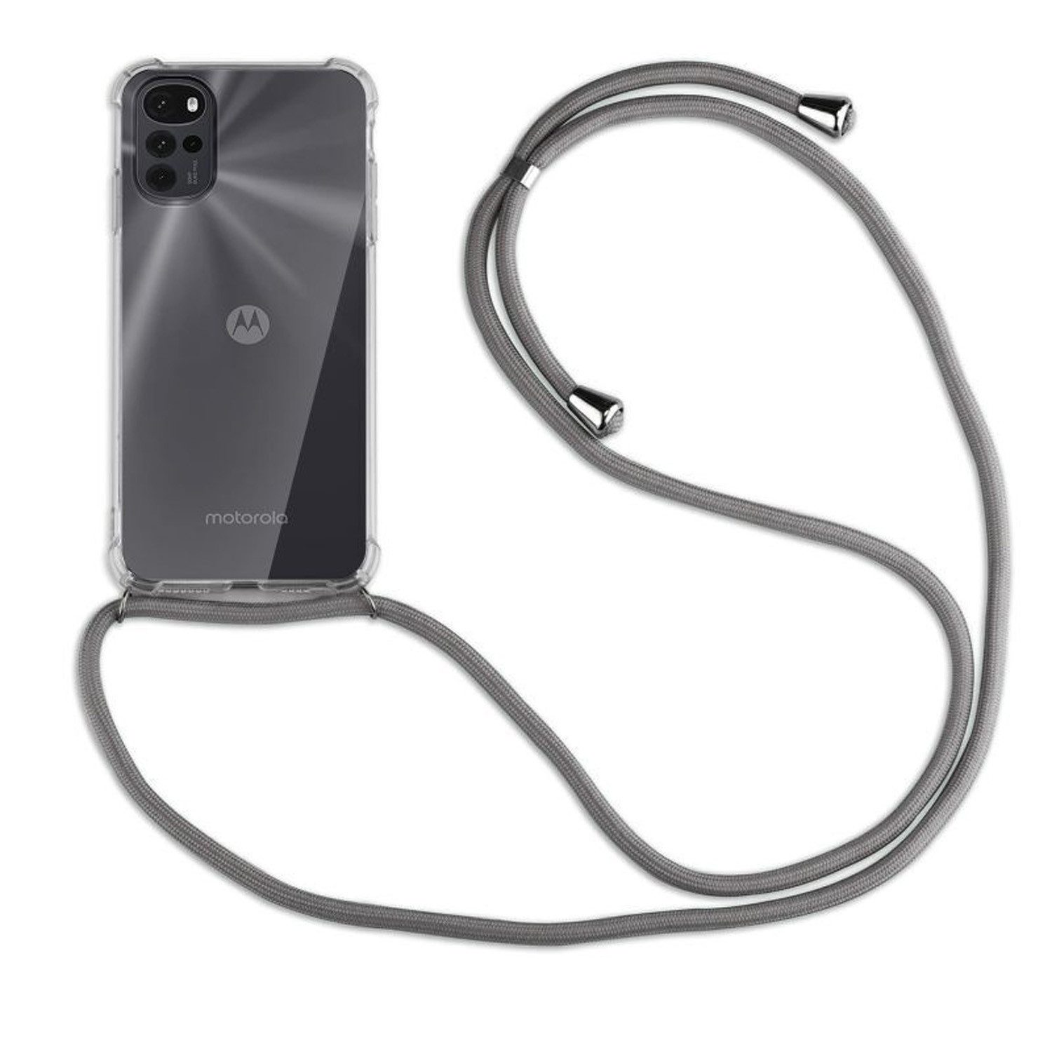 betterfon Handykette für Motorola Moto G22 Handyhülle mit Band & Kordel Bumper Grau, Hände frei – mit Silikonhülle & Schnur für flexiblen Alltag