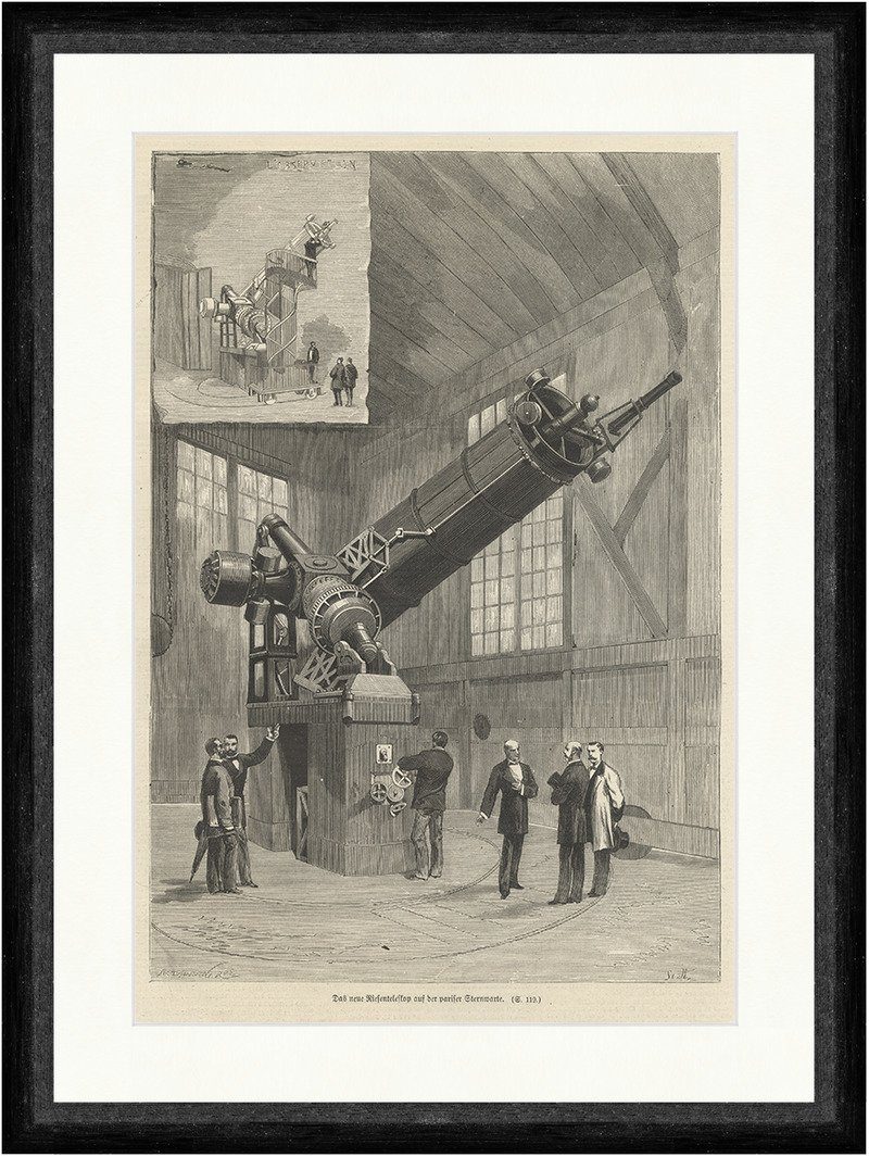 BillerAntik Kunstdruck Das neue Riesenteleskop auf der pariser Sternwarte Astronomie Faksimil, (1 St)