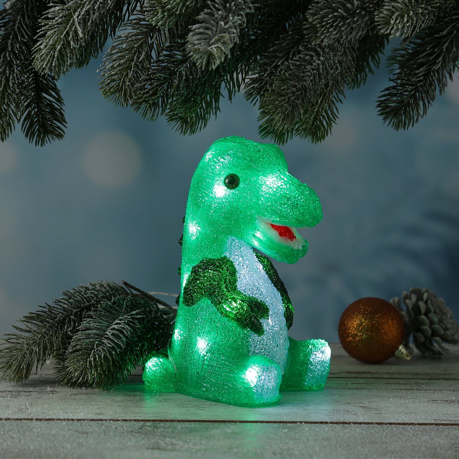 HOLLYHOPPER LED Dekofigur LED Dinosaurier Acryl Tierfigur Kinderzimmer  Gartendekoration H: 21cm, LED Classic, kaltweiss (5300K bis 6000K) | Dekofiguren
