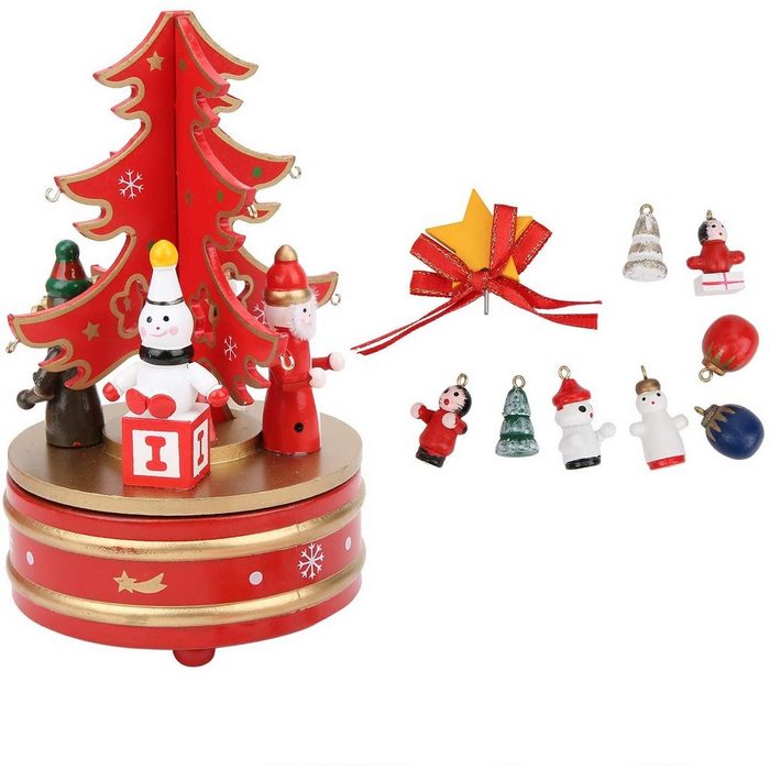 Vaxiuja Spieluhr Weihnachtsmusikbox Holzspieluhr Sternbogendekoration für Kind