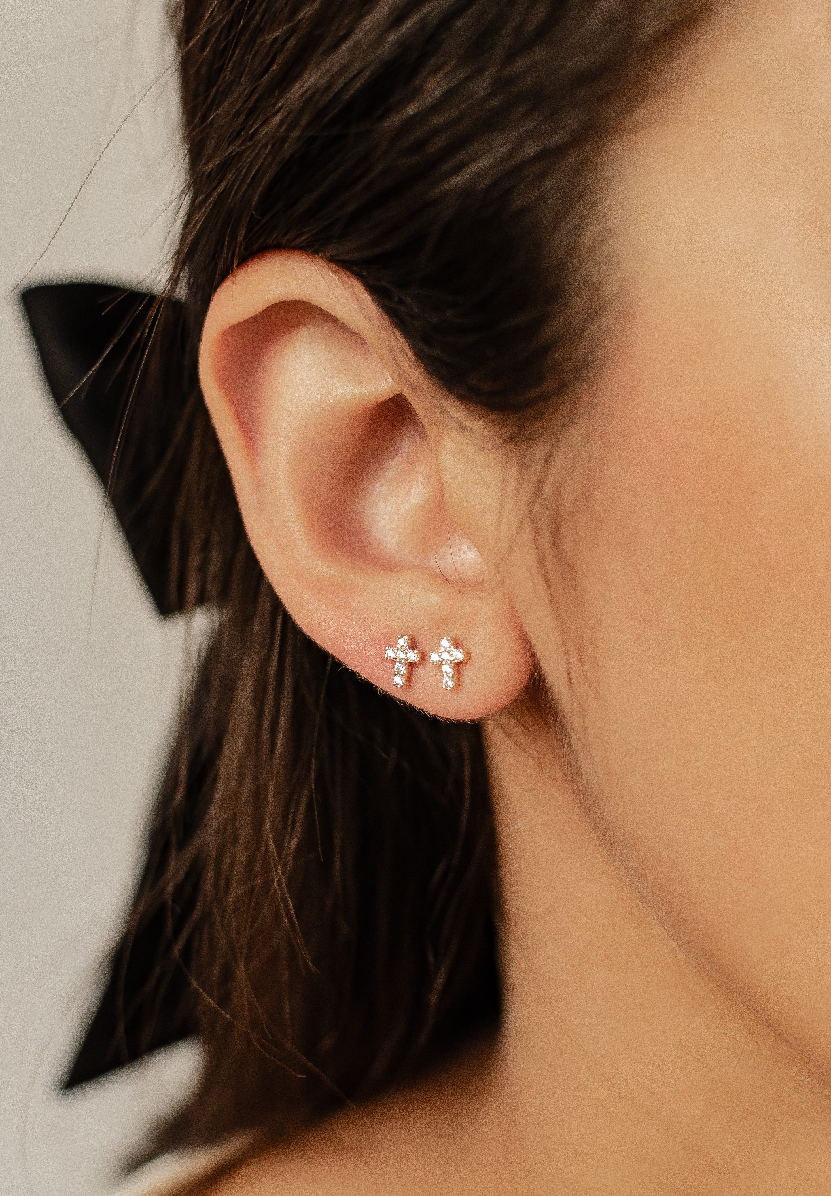 Dear Me Paar Ohrstecker Damen 585 Echtgold Kreuz mit Zirkonia, Klassische 1 günstig online kaufen