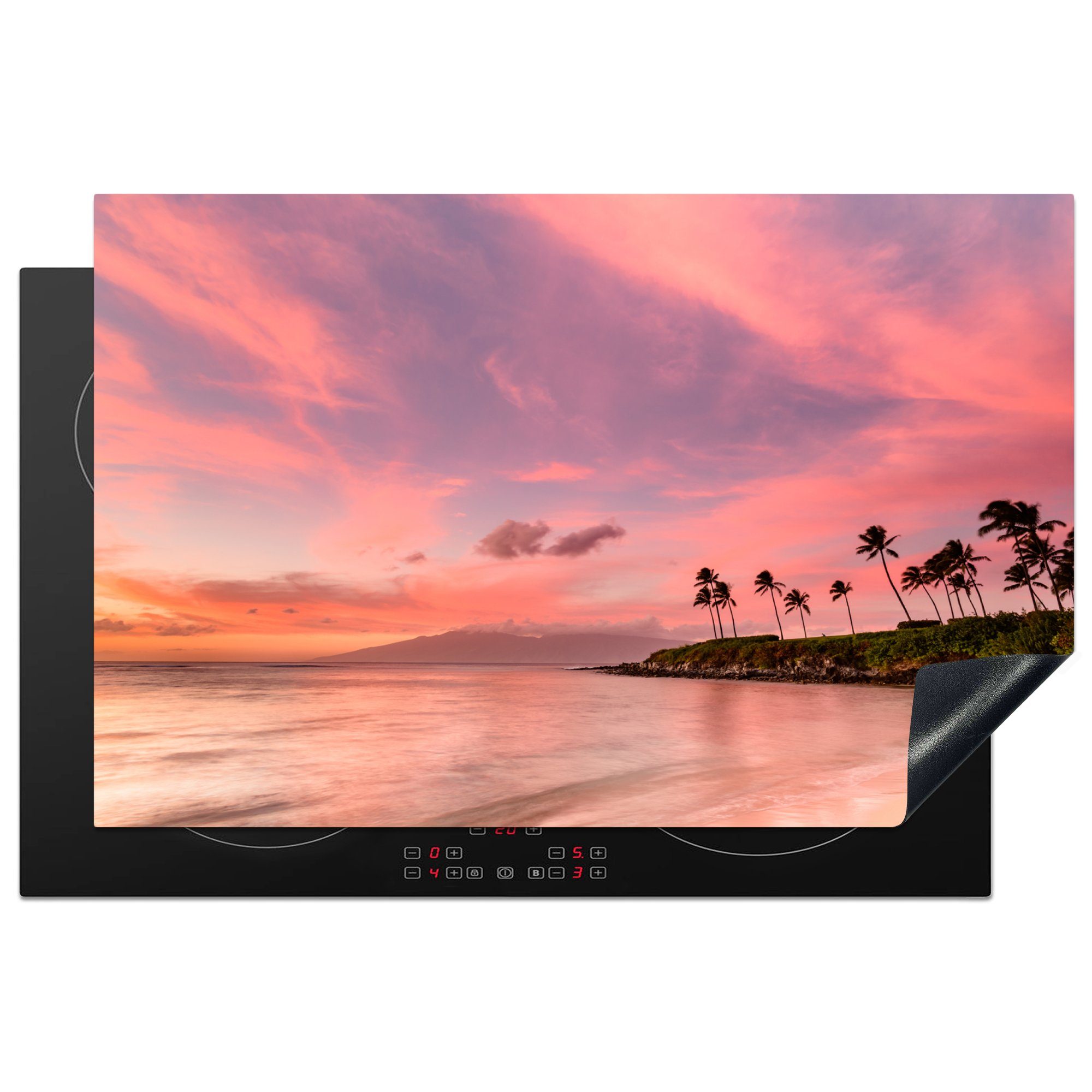 MuchoWow Herdblende-/Abdeckplatte Sonnenuntergang über der Kapulua-Bucht in Maui, Vinyl, (1 tlg), 81x52 cm, Induktionskochfeld Schutz für die küche, Ceranfeldabdeckung