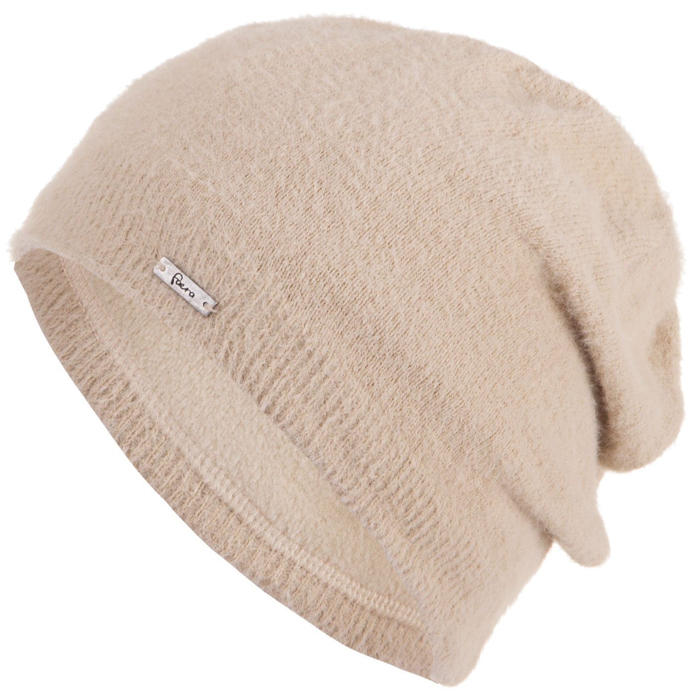 Faera Strickmütze Wintermütze Damen Beanie Haube Mütze Damenmütze gefüttert Winter beige