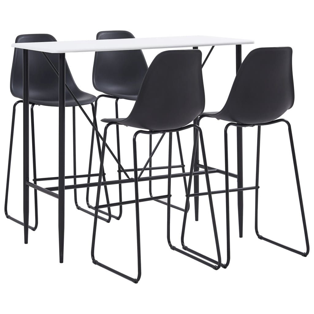 vidaXL Essgruppe 5-tlg. Bar-Set Kunststoff Schwarz, (5-tlg)