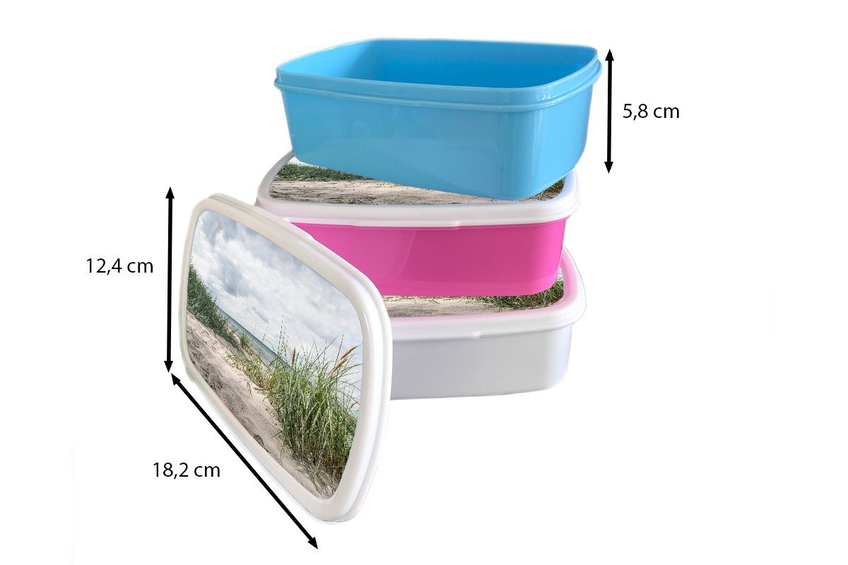 MuchoWow Brotdose, und für Lunchbox Erwachsene, Mädchen Sand Pflanzen für Brotbox und (2-tlg), weiß - Kunststoff, Jungs Kinder Deutschland, -