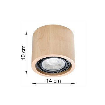 etc-shop Deckenstrahler, Leuchtmittel nicht inklusive, Deckenleuchte Deckenlampe Rund Holz L 14 cm Wohnzimmer Schlafzimmer