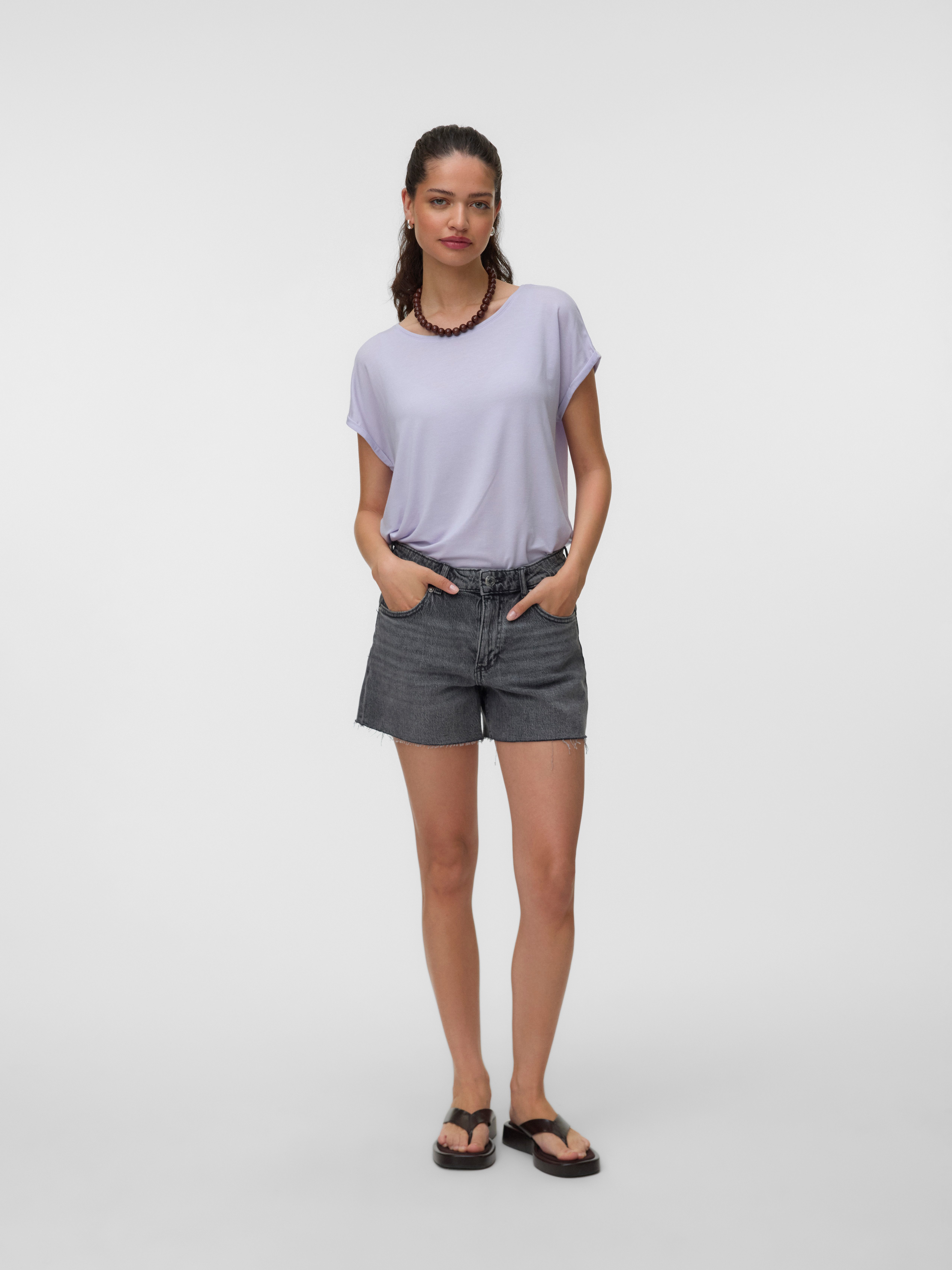 Vero Moda T-Shirt VMAVA PLAIN SS TOP JRS NOOS Materialmix, regular fit – Bild 5 von 5