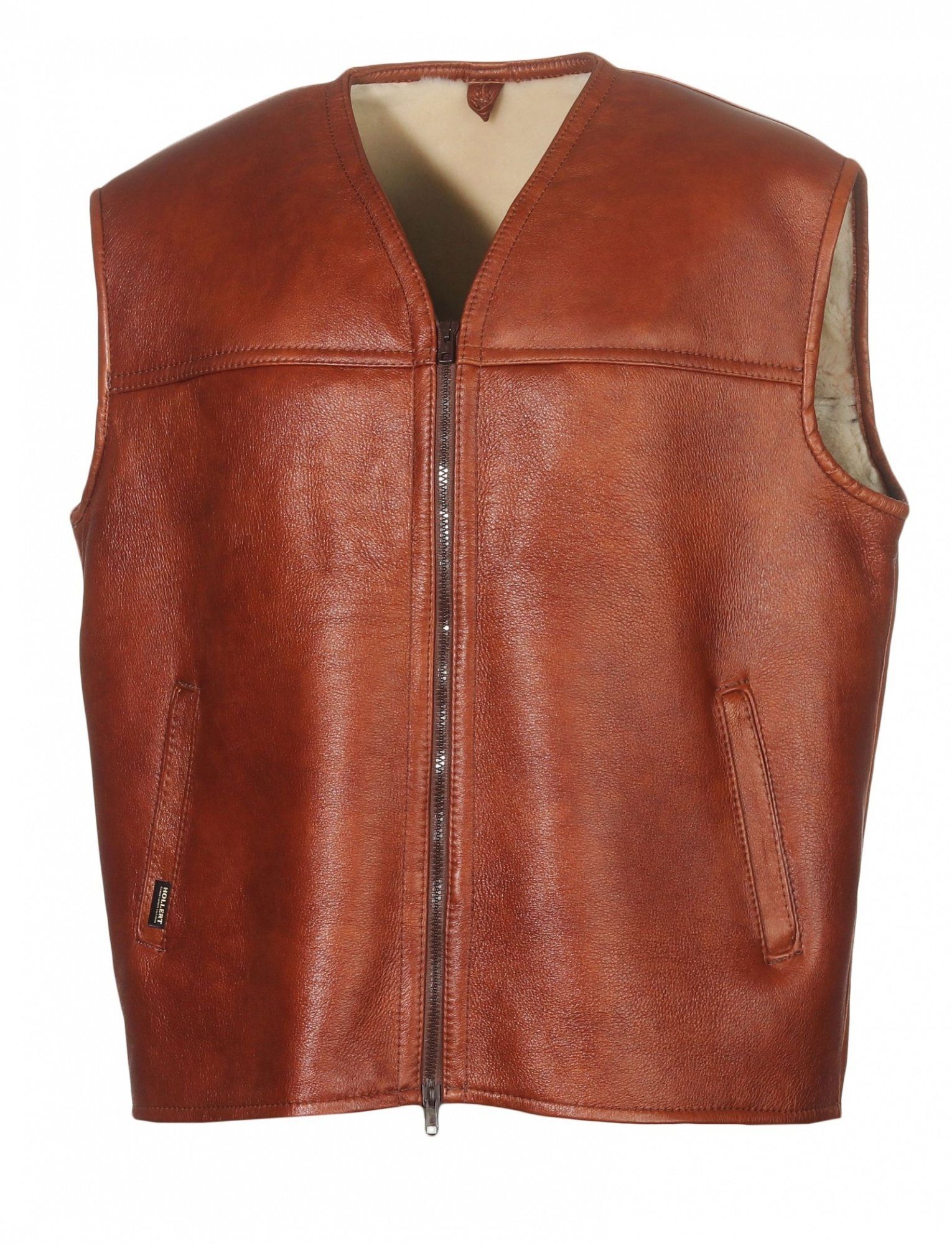 Hollert Fellweste Herren Lammfellweste Lederweste Firminius ohne Kragen