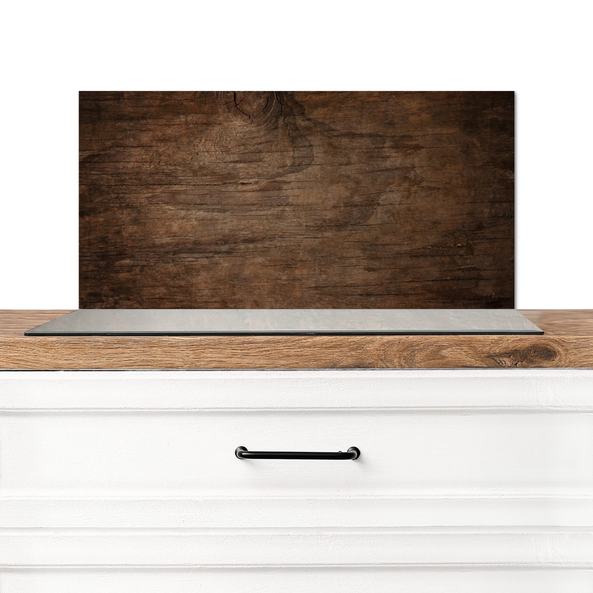 MuchoWow Küchenrückwand Holzoptik/print - Braun - Industriell, (1-tlg), Spritzschutz Küchenrückwand, Wandschutz, 60x30 cm