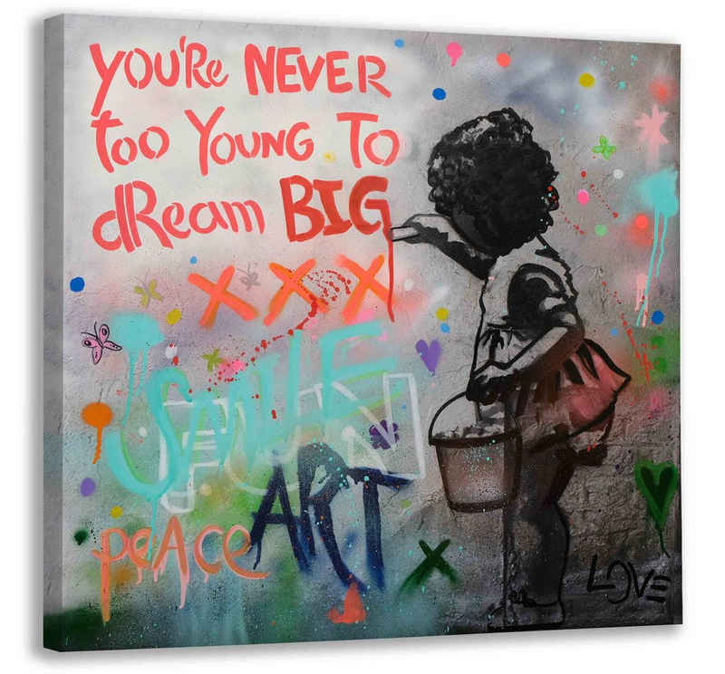 Leinwando Gemälde Gemälde /Leinwandbild Dream Big Bunt Tags / Wandbild zum aufhängen
