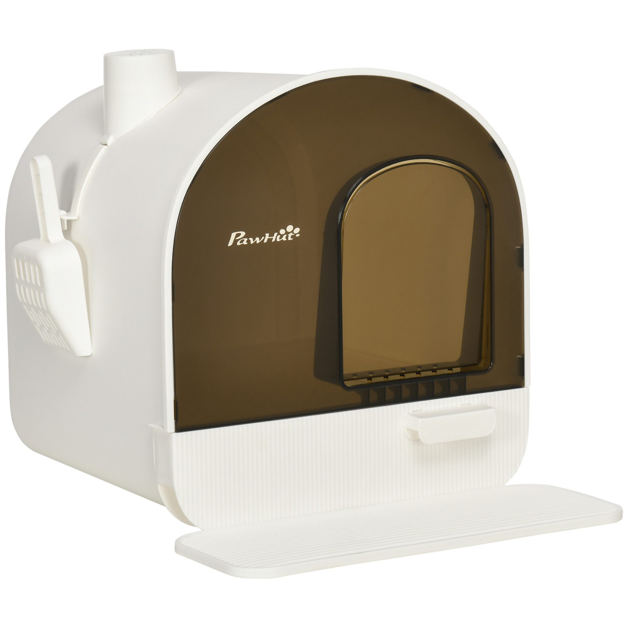FELIXLEO Katzentoilette Katzentoilette mit Haube für Katzen bis 5kg mit Matte Weiß 43x44x47cm