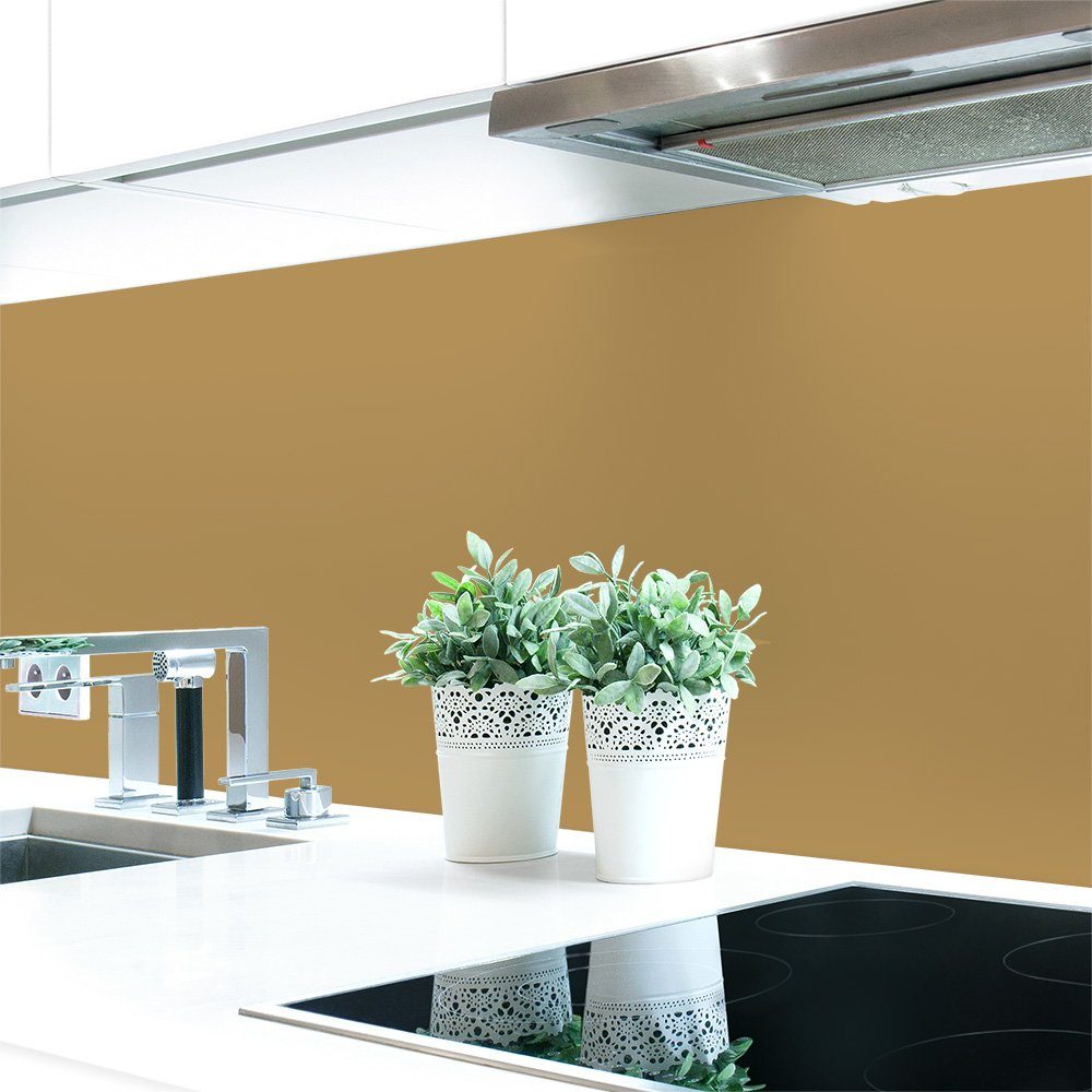 DRUCK-EXPERT Küchenrückwand Küchenrückwand Gelbtöne 2 Unifarben Premium Hart-PVC 0,4 mm selbstklebend Ockergelb ~ RAL 1024