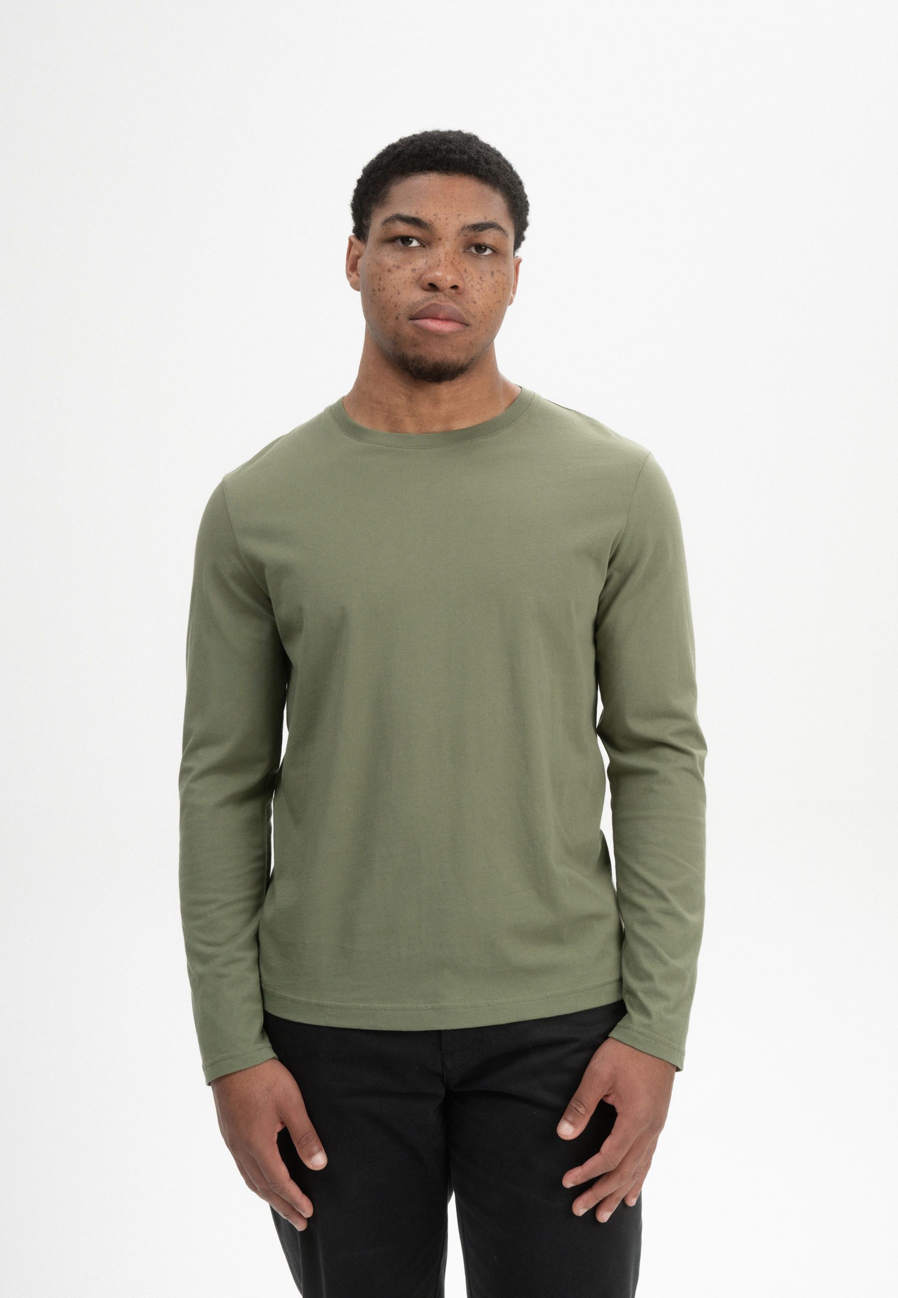 MELA Langarmshirt Basic Langarmshirt Style JERIN Fein gerippter Kragen
