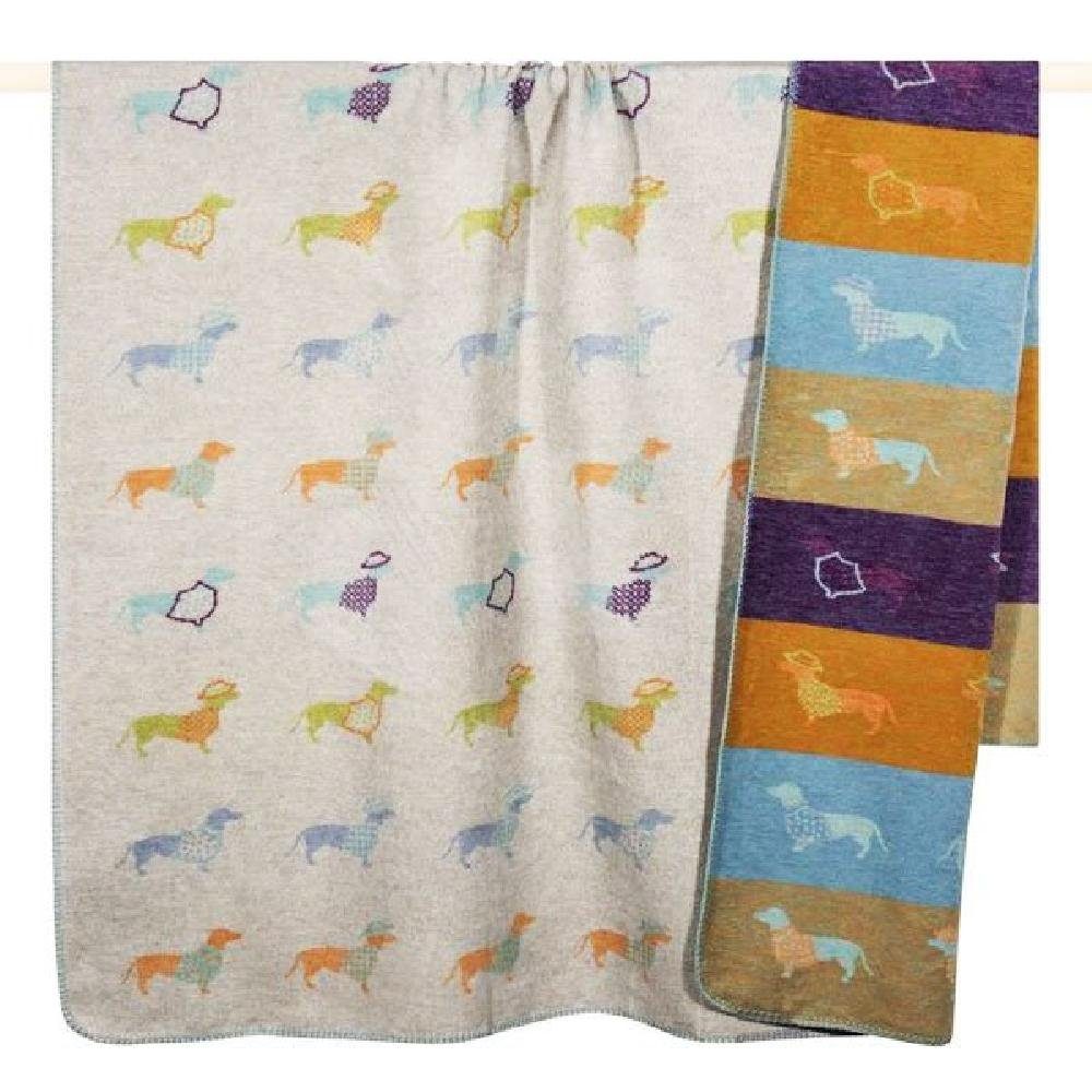 Wohndecke Decke Dackel Hund Multicolor II (150x200cm), PAD