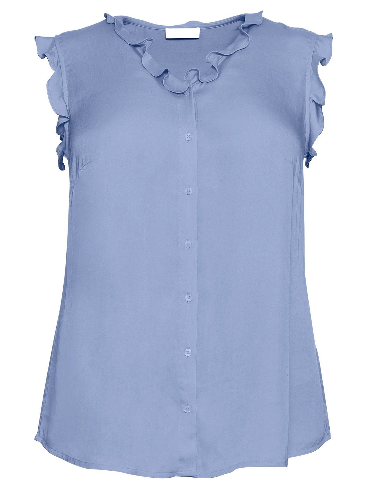 Damen Blusen Sheego Rüschenbluse Bluse in ärmelloser Form mit Volants