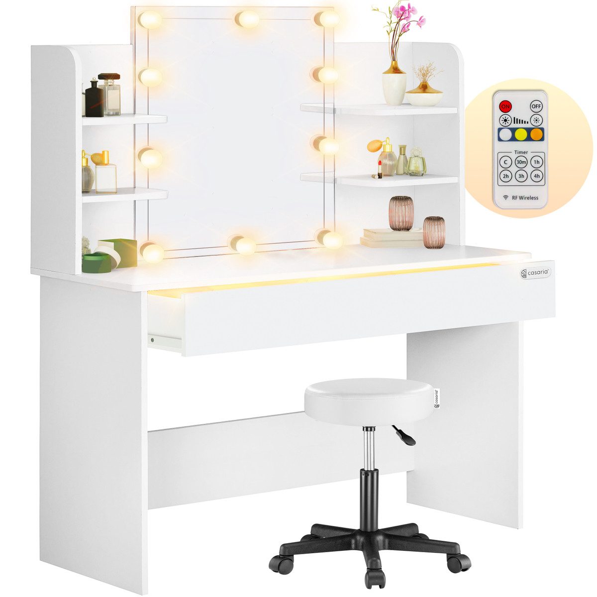 Casaria Schminktisch Lucia, mit Spiegel LED Beleuchtung Hocker Schminkkommo günstig online kaufen