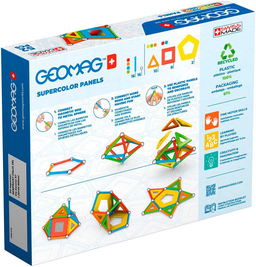 Geomag™ GEOMAG™ Supercolor Panels Recycled Magnetspielbausteine, (52 St)