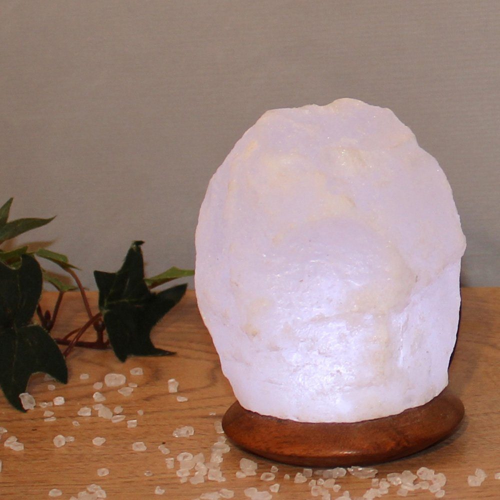 SALT LED wechselbar, aus Handgefertigt jeder Salzkristall-Tischlampe Unikat, Stein H: ca.13 - cm Warmweiß, USB-Rock, Salzkristall DREAMS HIMALAYA ein