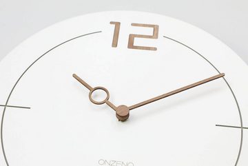 ONZENO Wanduhr THE WHITE. 29x29x0.9 cm (handgefertigte Design-Uhr)