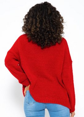 SASSYCLASSY Strickpullover Oversize Pullover mit Herzmotiv Flauschigeer Grobstrick-Pullover mit Herzmotiv - made in Italy