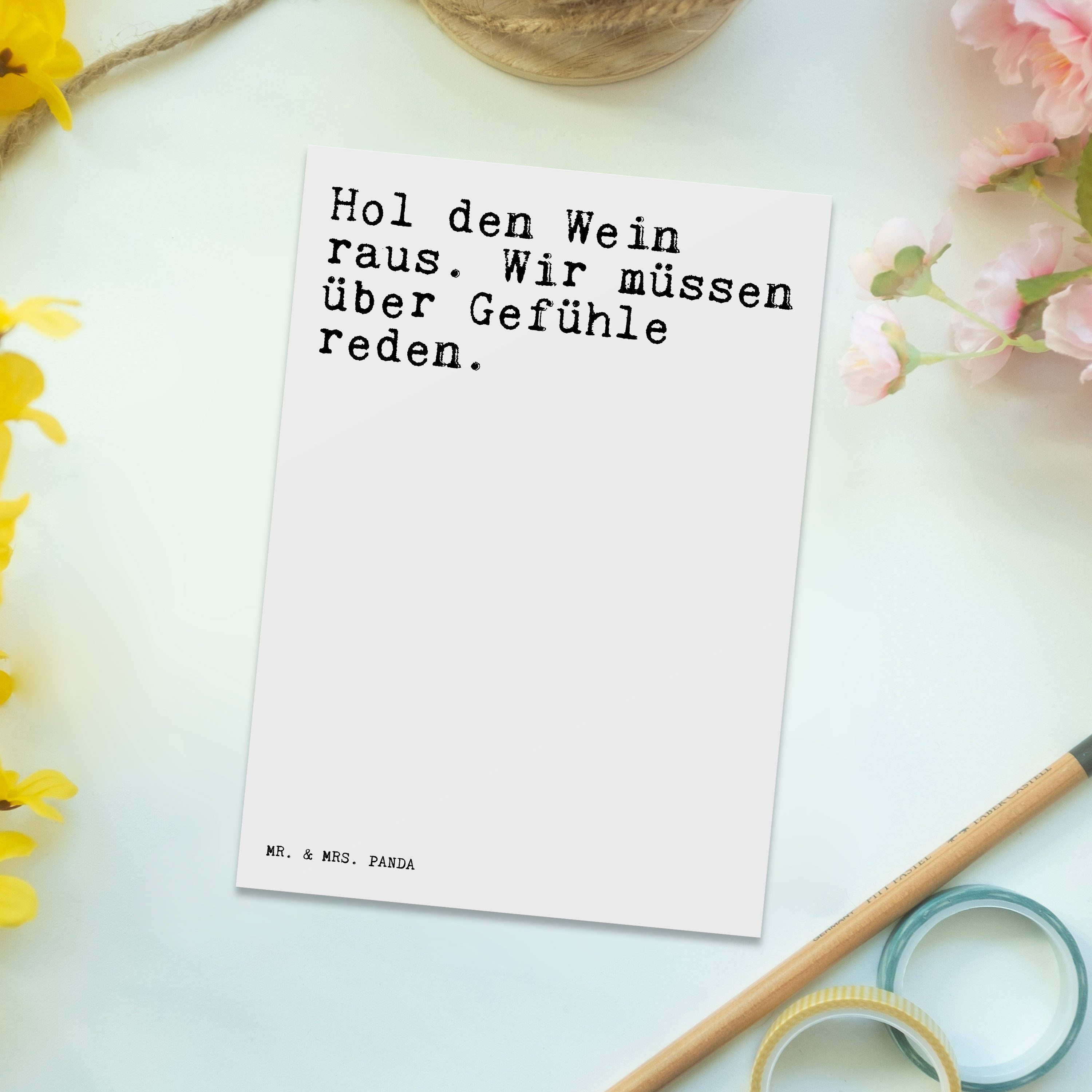 Mr. Wein Panda den & Geschenk, Mrs. Spruch - Spr Hol raus.... lustig, - Weiß Genießer, Postkarte
