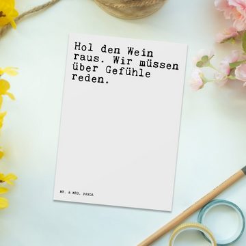 Mr. & Mrs. Panda Postkarte Hol den Wein raus.... - Weiß - Geschenk, Genießer, lustig, Spruch Spr