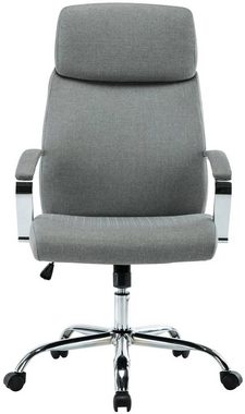 TPFLiving Bürostuhl Fargo mit bequemer Rückenlehne - höhenverstellbar und 360° drehbar (Schreibtischstuhl, Drehstuhl, Chefsessel, Konferenzstuhl), Gestell: Metall chrom - Sitzfläche: Stoff grau