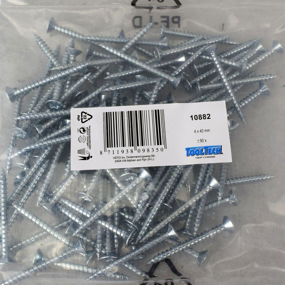 ToolTech Schrauben-Set Kreuzschlitz Schrauben verzinkt 4 x 40 mm 90 Stück im Beutel, (90 St), universell nutzbar