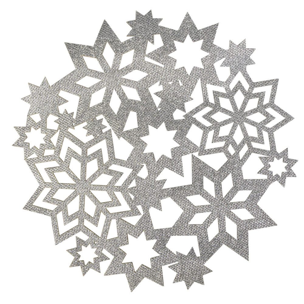 MICA Weihnachtsfigur Platzmatte Sterne - silber - ca. 30 cm