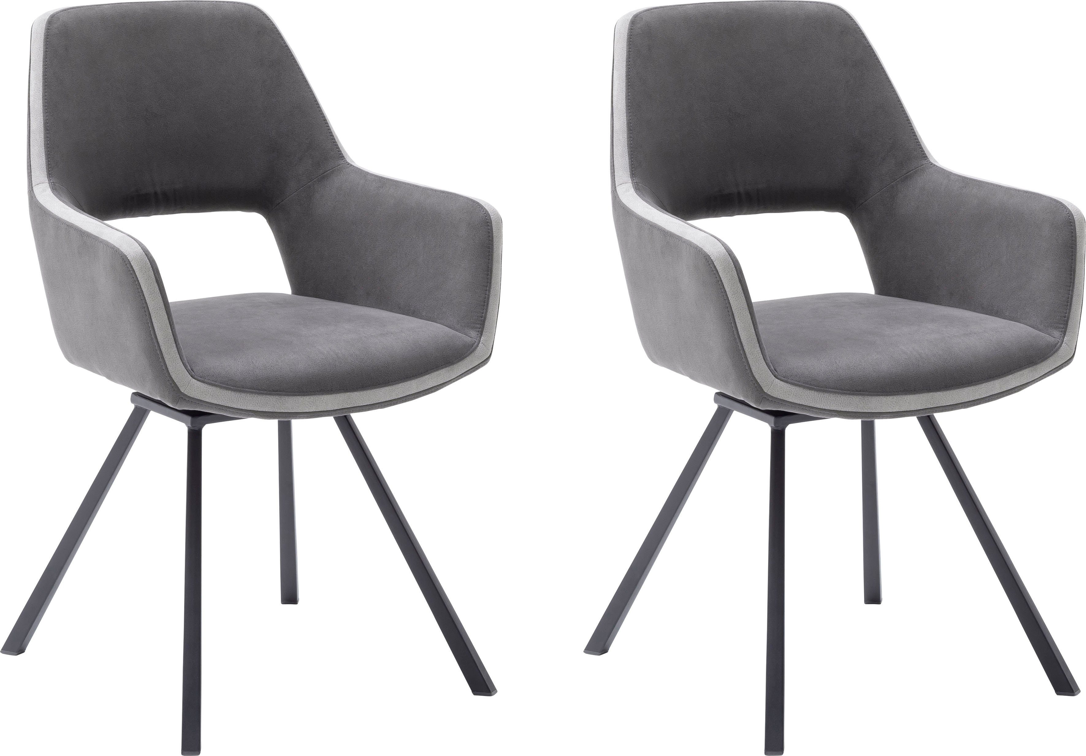 MCA furniture Esszimmerstuhl Bayonne (Set, 2 St), 2-er Set, Stuhl 180°drehbar mit Nivellierung, belastbar bis 120 kg Dunkelgrau-Grau | Dunkelgrau | Stühle