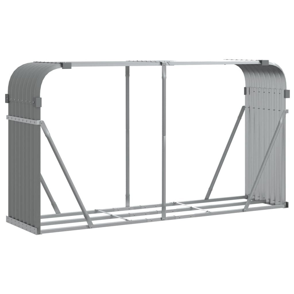 vidaXL Kaminholzregal Kaminholzunterstand Hellgrau 180x45x100 cm Verzinkter Stahl, BxTxH:180x45x100 cm