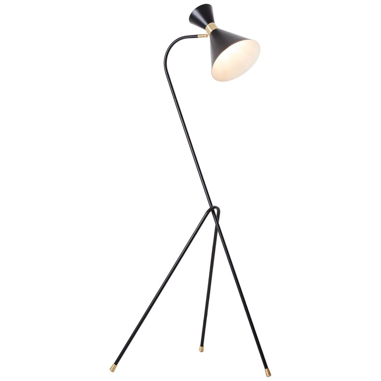 Brilliant Stehlampe Jervis, Jervis 1x matt/messing 1flg gebürstet E27 schwarz A60, Standleuchte