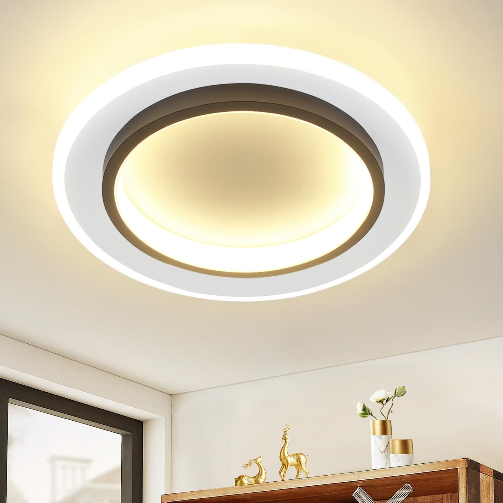 Nettlife LED Deckenleuchte Schwarz 3000K 16W/14W günstig online kaufen