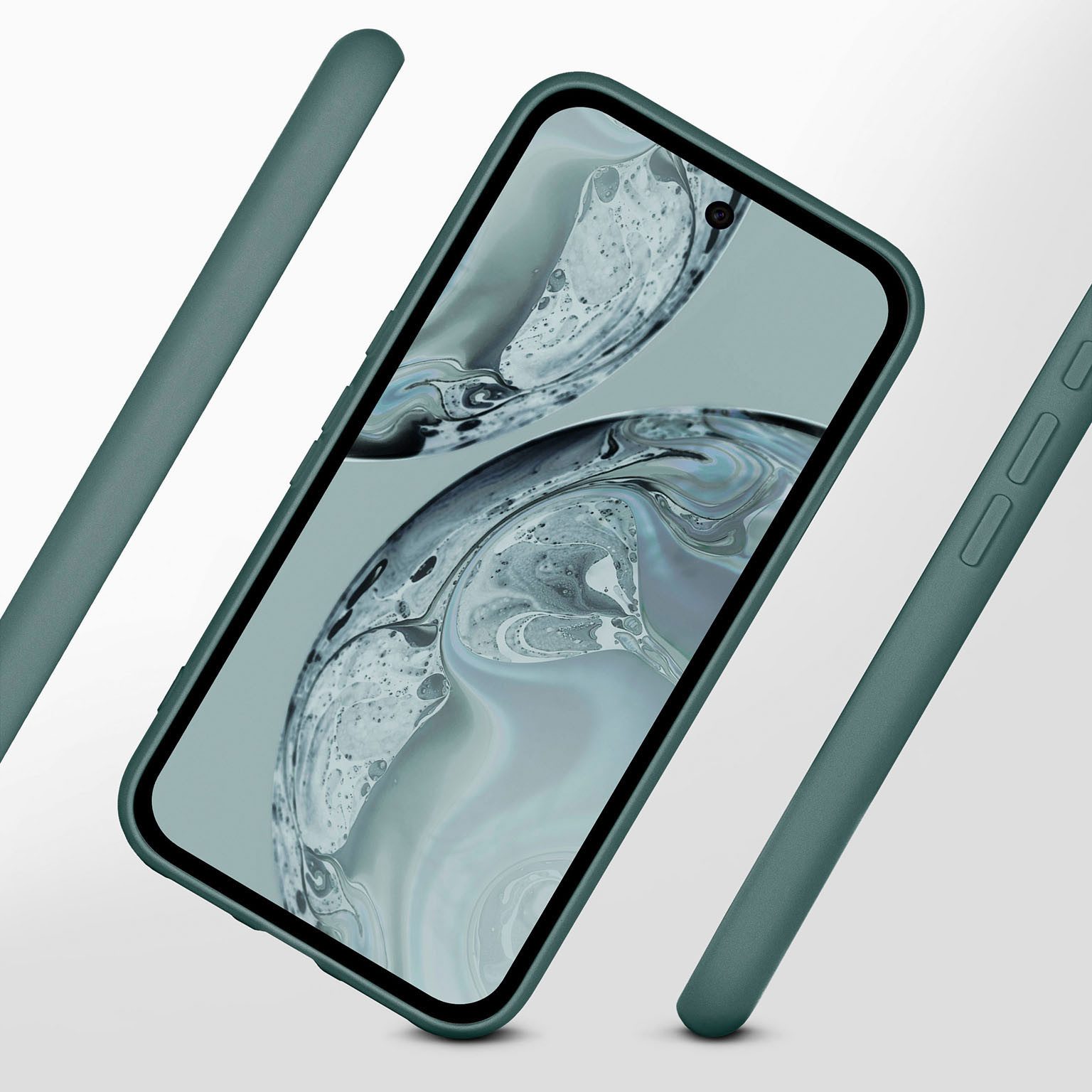 ONEFLOW Handyhülle für Google Pixel 9a Hülle Silikon Soft Case Petrol Grün 6,3 Zoll, Silikonhülle Cover Dünn Handytasche TPU Schutzhülle mit Kameraschutz