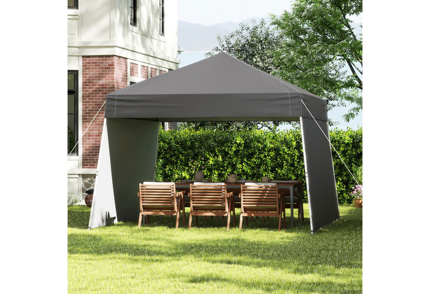 Thumbnail - KOMFOTTEU Faltpavillon, Pop-up Pavillon mit 2 Seitenwänden, 8 Heringen & 4 Windseilen