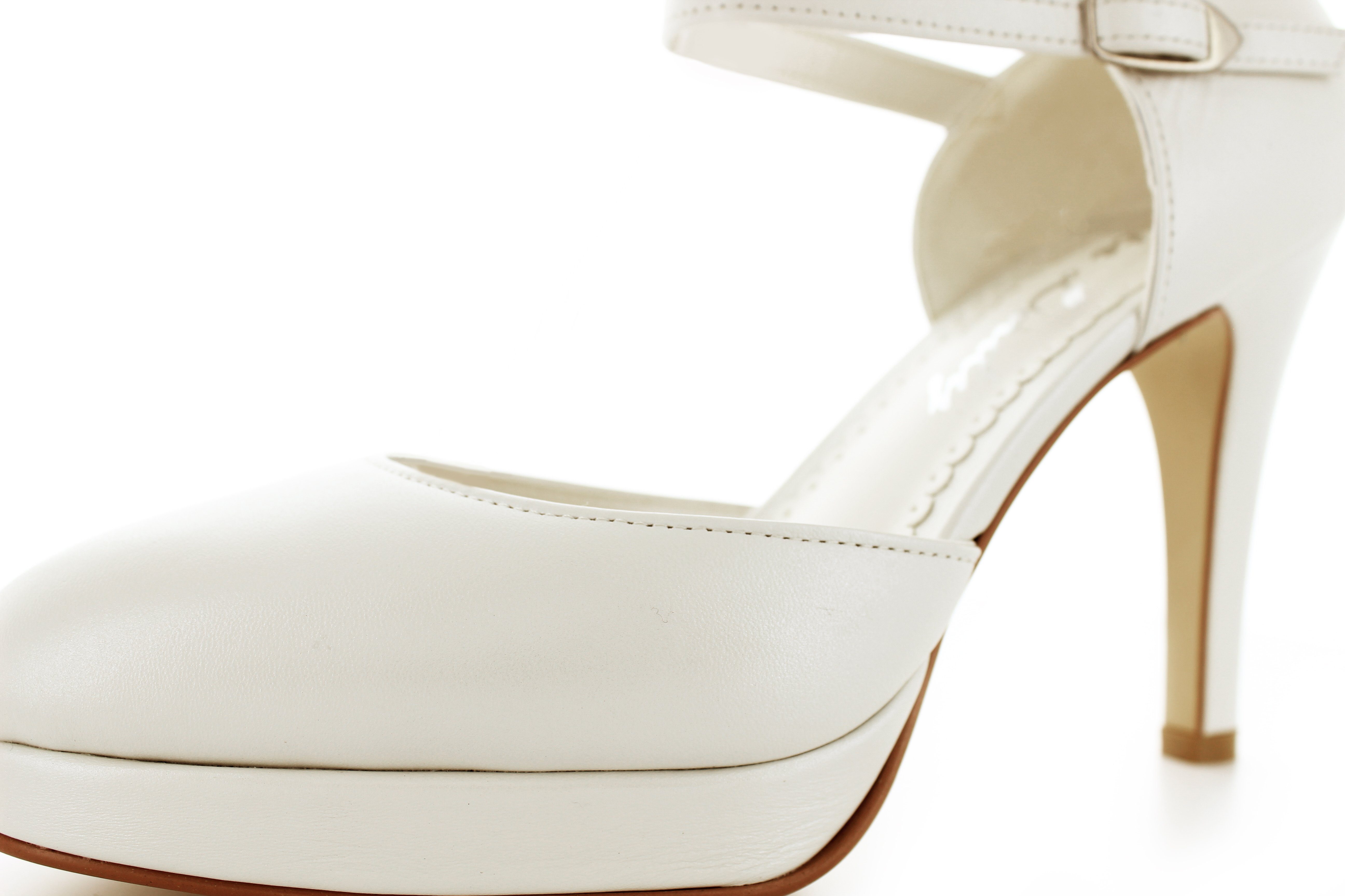 White Lady 277 offwhite Leder - Plateau Brautschuhe Slingpumps