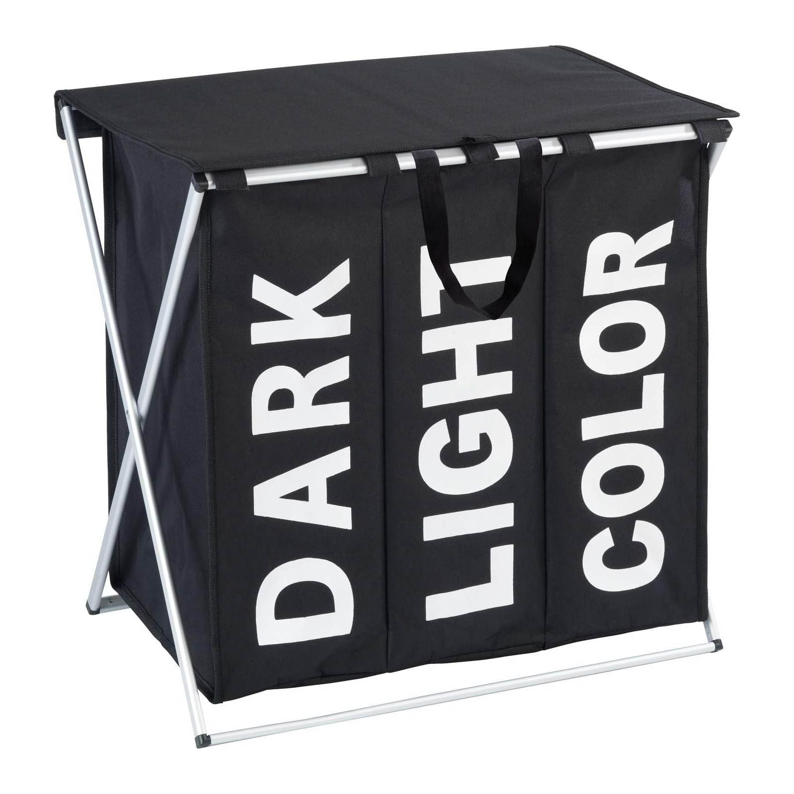 WENKO Wäschekorb Wäschesammler Trio Top Schwarz Stabiler Wäschekorb 118 l ( günstig online kaufen