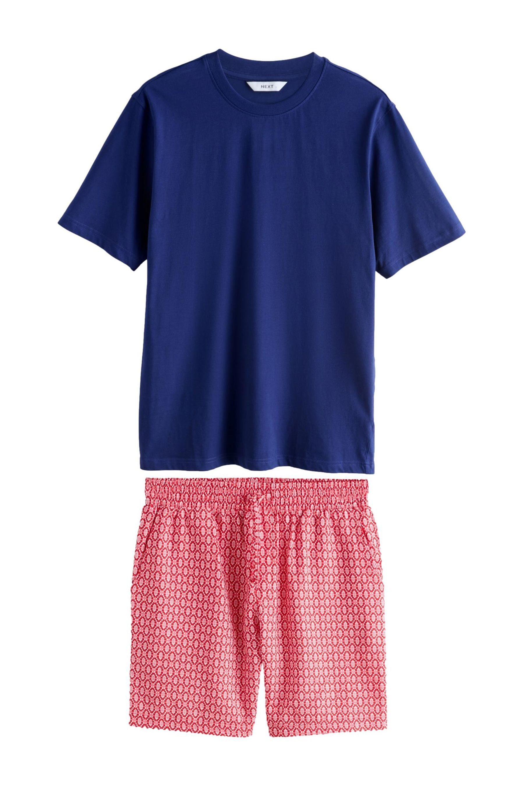 Next Pyjama Gemusterter Kurzarm-Schlafanzug aus Webmaterial (2 tlg)