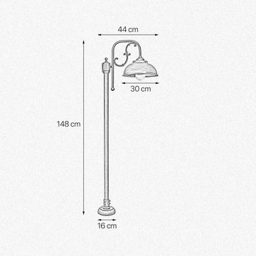 Licht-Erlebnisse Außen-Stehlampe LIPARI, ohne Leuchtmittel, in Bronze Antik matt Glas Messing 148 cm E27 IP44 Terrasse Rustikal