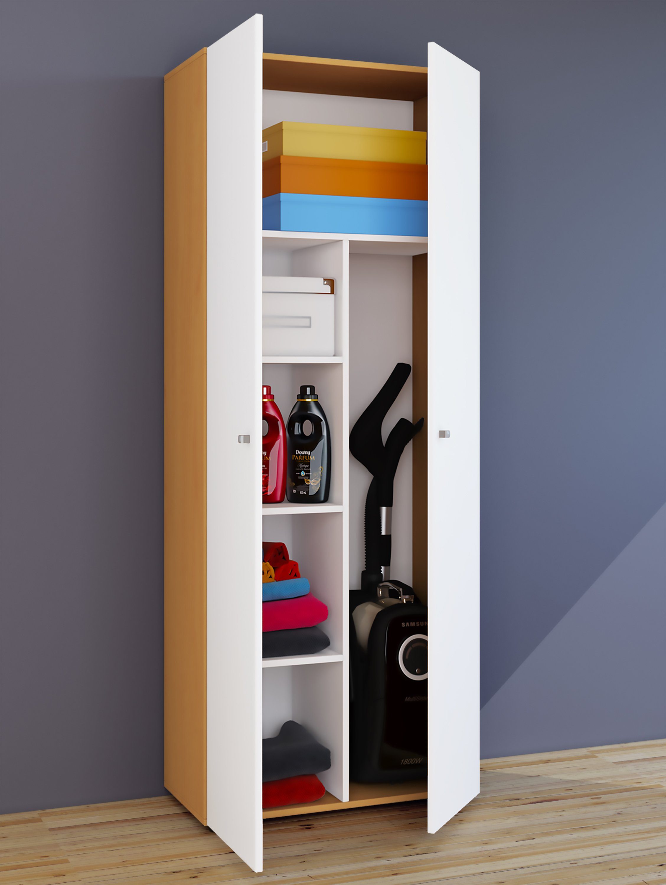 VCM Mehrzweckschrank Haushaltsschrank Vandol B. 70 x H. 178 x T. 40 cm Besenschrank, 6 Fächer