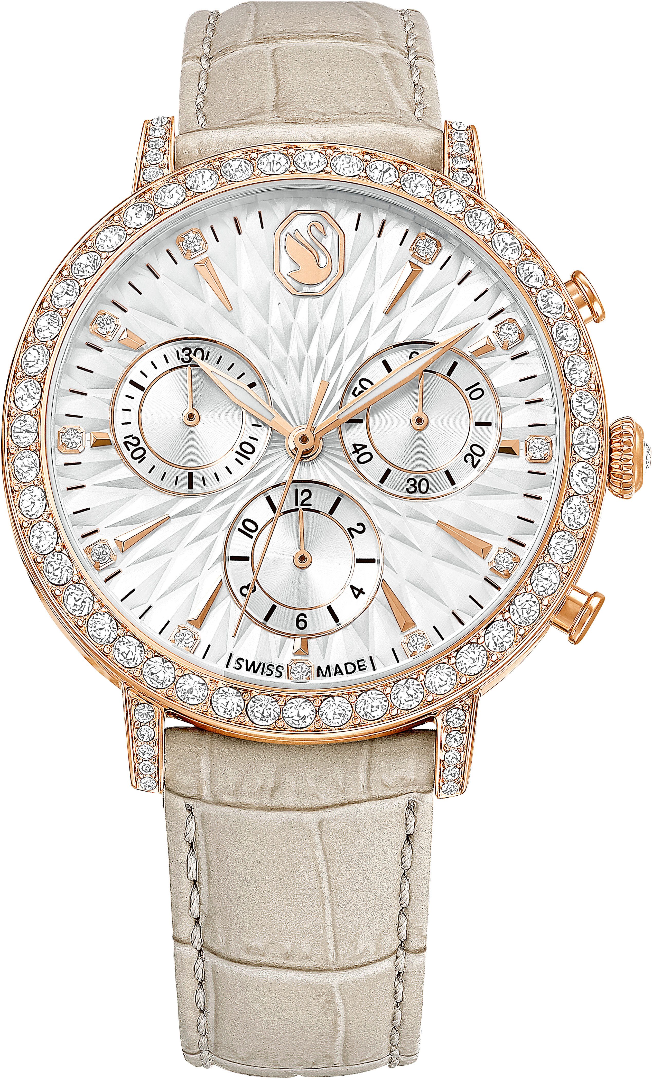 Swarovski Chronograph MATRIX CHRONO 5702849, Quarzuhr, Armbanduhr, Damenuhr, Swiss Made, Lederarmband, analog
