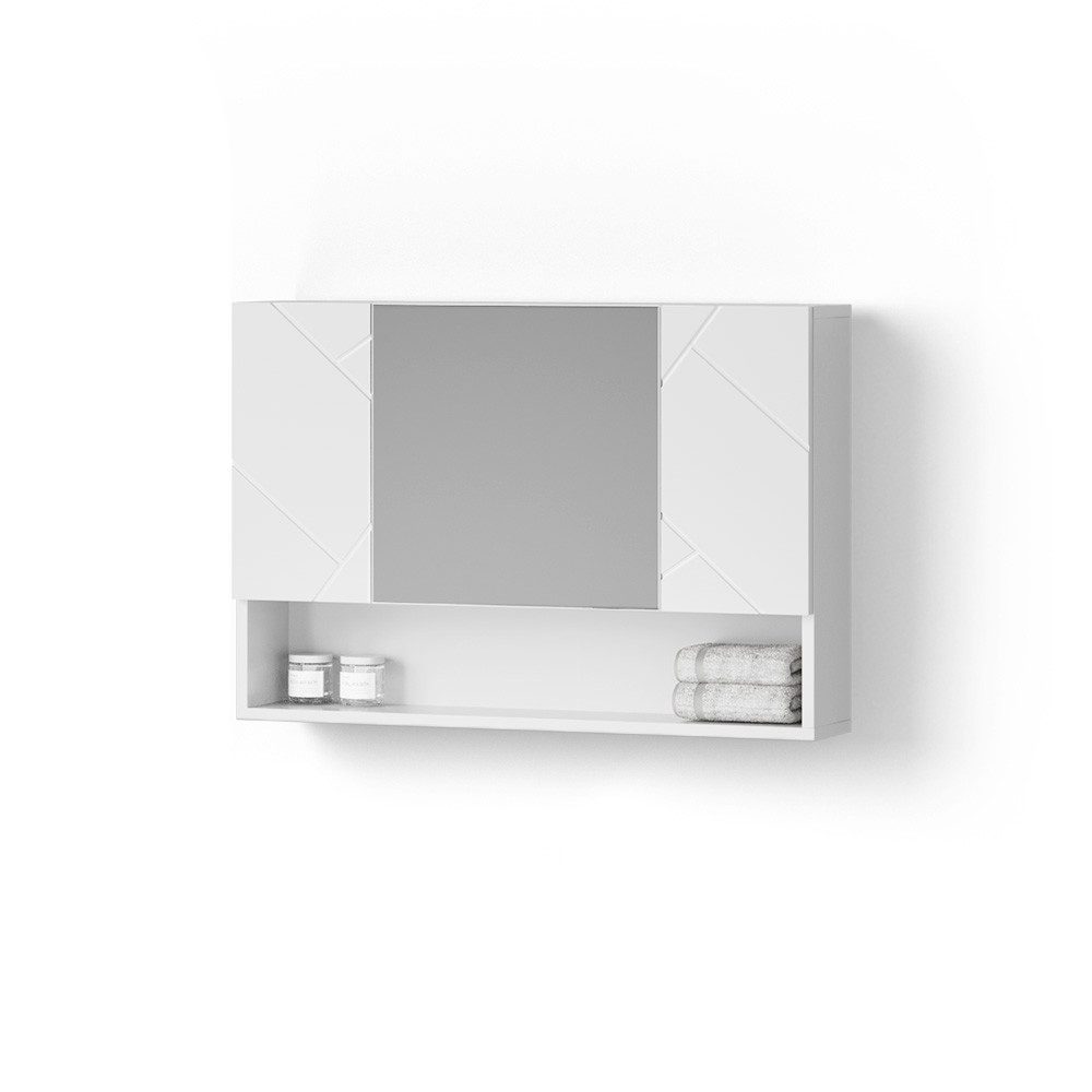 Livinity® Badezimmerspiegelschrank Ronco, Weiß Hochglanz, 80.1 x 55 cm (1-St)