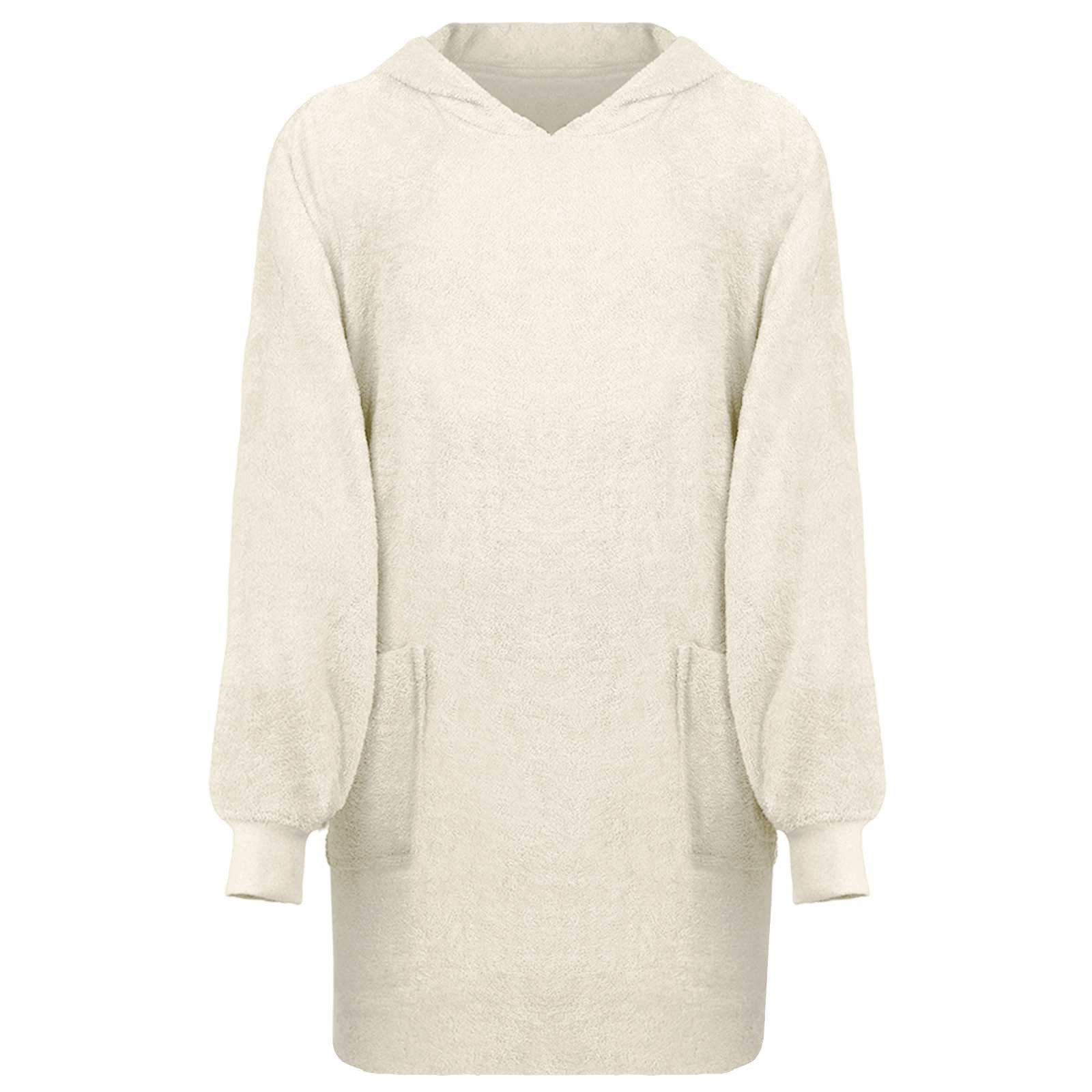 vidaXL Bademantel Decken-Hoodie KINN Creme L Baumwolle, Baumwolle